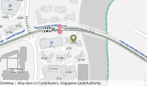 Location map of Blk 417A Fernvale Link, a HDB resale block in Sengkang, Singapore