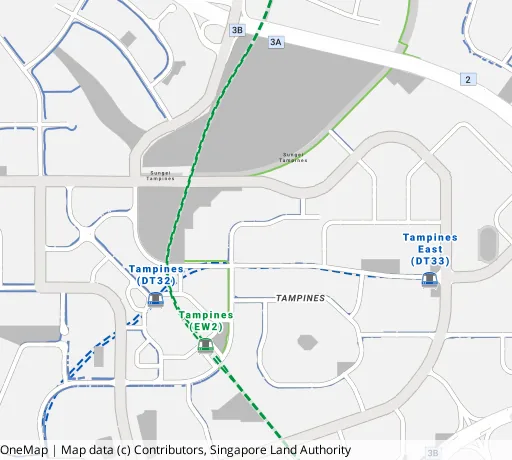 Map of the area around Blk 418 Tampines St 41 in Tampines, showing 400 m and 1 km rings and 4 primary schools within 1 km