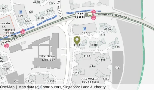 Location map of Blk 418A Fernvale Link, a HDB resale block in Sengkang, Singapore