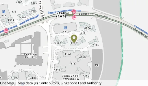 Location map of Blk 418B Fernvale Link, a HDB resale block in Sengkang, Singapore