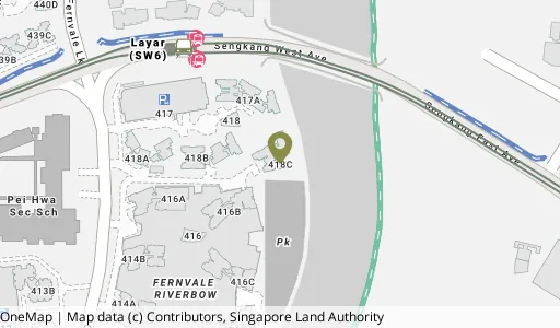 Location map of Blk 418C Fernvale Link, a HDB resale block in Sengkang, Singapore