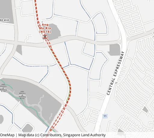 Map of the area around Blk 419 Ang Mo Kio Ave 10 in Ang Mo Kio, showing 400 m and 1 km rings and 3 primary schools within 1 km