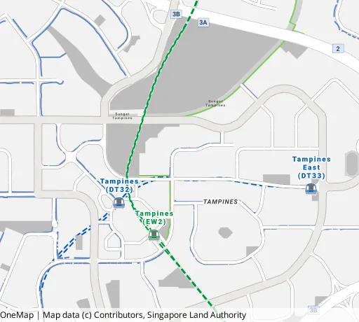 Map of the area around Blk 419 Tampines St 41 in Tampines, showing 400 m and 1 km rings and 5 primary schools within 1 km