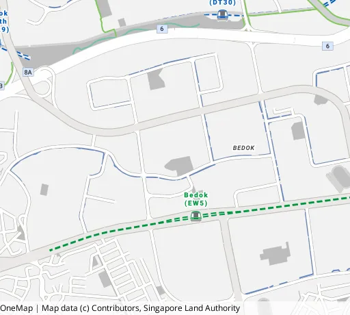 Map of the area around Blk 420 Bedok Nth St 1 in Bedok, showing 400 m and 1 km rings and 3 primary schools within 1 km