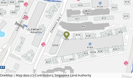 Location map of Blk 420 Clementi Ave 1, a HDB resale block in Clementi, Singapore