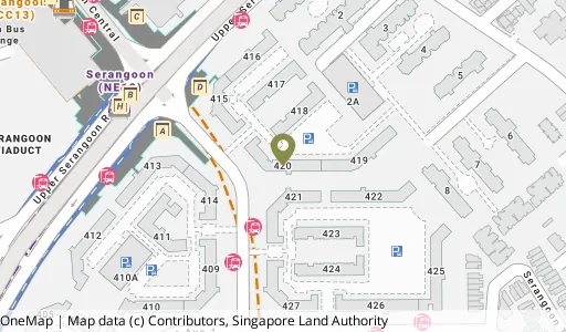 Location map of Blk 420 Serangoon Ctrl, a HDB resale block in Serangoon, Singapore