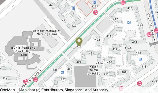 Location map of Blk 423 Choa Chu Kang Ave 4, a HDB resale block in Choa Chu Kang, Singapore