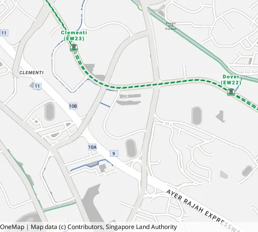 Map of the area around Blk 423 Clementi Ave 1 in Clementi, showing 400 m and 1 km rings and 2 primary schools within 1 km