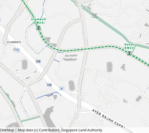 Map of the area around Blk 424 Clementi Ave 1 in Clementi, showing 400 m and 1 km rings and 1 primary school within 1 km