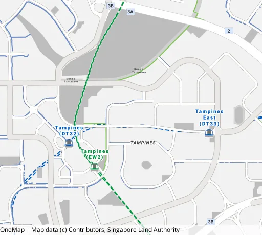 Map of the area around Blk 424 Tampines St 41 in Tampines, showing 400 m and 1 km rings and 5 primary schools within 1 km