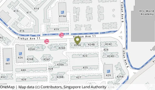 Location map of Blk 424A Yishun Ave 11, a HDB resale block in Yishun, Singapore