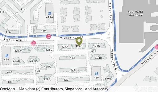 Location map of Blk 424B Yishun Ave 11, a HDB resale block in Yishun, Singapore