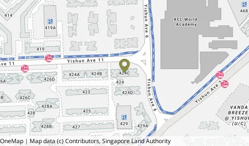 Location map of Blk 424C Yishun Ave 11, a HDB resale block in Yishun, Singapore