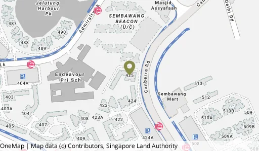 Location map of Blk 425 Canberra Rd, a HDB resale block in Sembawang, Singapore