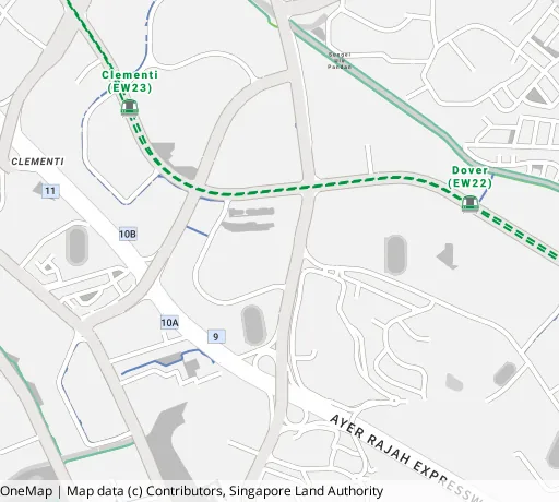 Map of the area around Blk 425 Clementi Ave 1 in Clementi, showing 400 m and 1 km rings and 1 primary school within 1 km