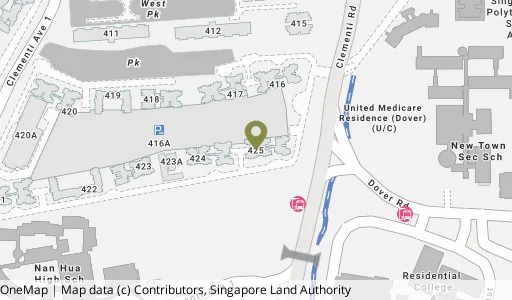 Location map of Blk 425 Clementi Ave 1, a HDB resale block in Clementi, Singapore