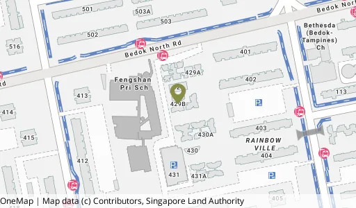Location map of Blk 429B Bedok Nth Rd, a HDB resale block in Bedok, Singapore