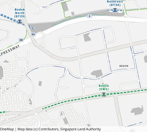 Map of the area around Blk 43 Chai Chee St in Bedok, showing 400 m and 1 km rings and 3 primary schools within 1 km