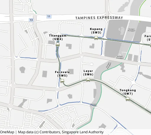 Map of the area around Blk 430B Fernvale Link in Sengkang, showing 400 m and 1 km rings and 3 primary schools within 1 km