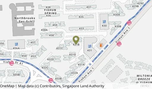 Location map of Blk 431B Yishun Ave 1, a HDB resale block in Yishun, Singapore