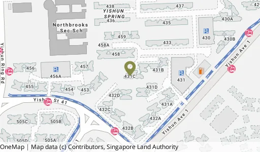 Location map of Blk 431C Yishun Ave 1, a HDB resale block in Yishun, Singapore