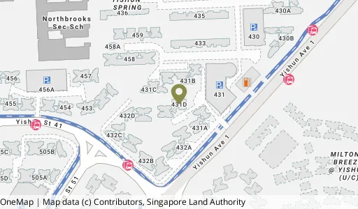 Location map of Blk 431D Yishun Ave 1, a HDB resale block in Yishun, Singapore