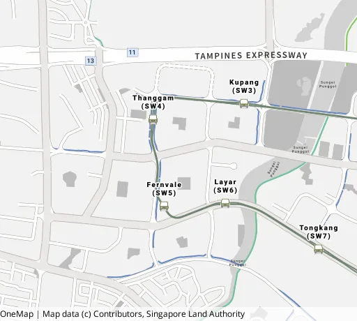 Map of the area around Blk 432A Sengkang West Way in Sengkang, showing 400 m and 1 km rings and 3 primary schools within 1 km