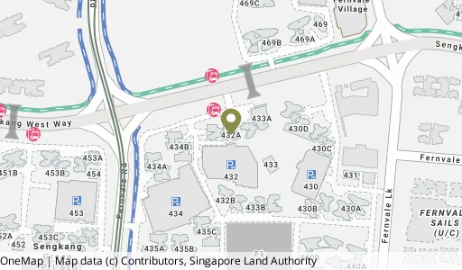 Location map of Blk 432A Sengkang West Way, a HDB resale block in Sengkang, Singapore