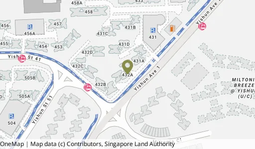 Location map of Blk 432A Yishun Ave 1, a HDB resale block in Yishun, Singapore