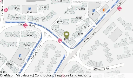 Location map of Blk 432B Yishun Ave 1, a HDB resale block in Yishun, Singapore