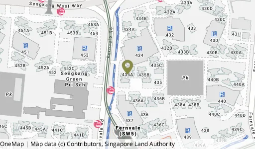 Location map of Blk 435A Fernvale Rd, a HDB resale block in Sengkang, Singapore