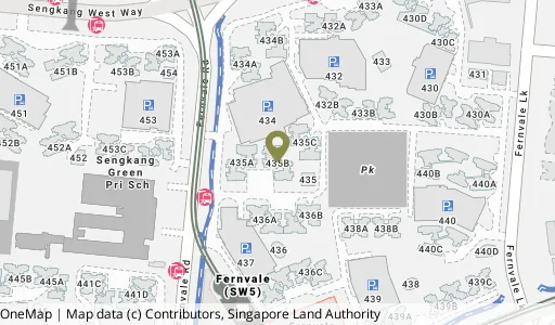 Location map of Blk 435B Fernvale Rd, a HDB resale block in Sengkang, Singapore
