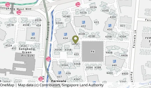 Location map of Blk 435C Fernvale Rd, a HDB resale block in Sengkang, Singapore
