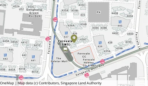 Location map of Blk 436D Fernvale Rd, a HDB resale block in Sengkang, Singapore