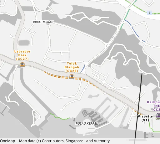 Map of the area around Blk 44 Telok Blangah Dr in Bukit Merah, showing 400 m and 1 km rings and 1 primary school within 1 km