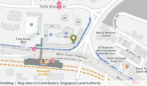 Location map of Blk 44 Telok Blangah Dr, a HDB resale block in Bukit Merah, Singapore