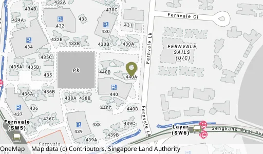 Location map of Blk 440A Fernvale Link, a HDB resale block in Sengkang, Singapore