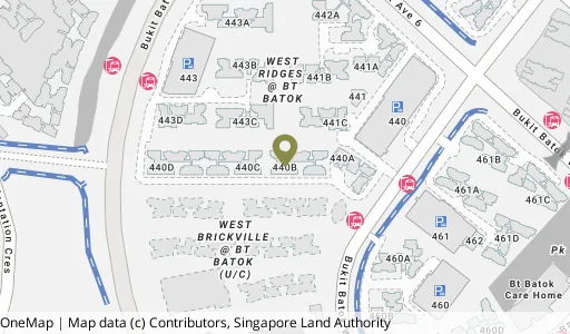 Location map of Blk 440B Bt Batok West Ave 8, a HDB resale block in Bukit Batok, Singapore