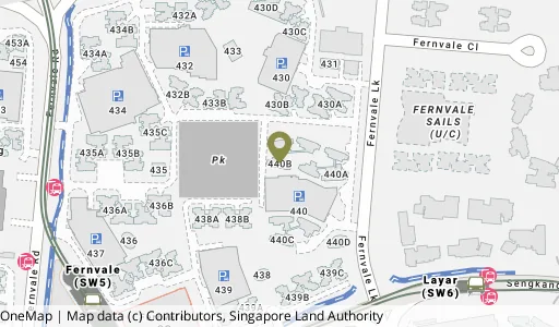 Location map of Blk 440B Fernvale Link, a HDB resale block in Sengkang, Singapore