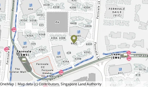 Location map of Blk 440C Fernvale Link, a HDB resale block in Sengkang, Singapore