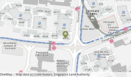 Location map of Blk 441A Fernvale Rd, a HDB resale block in Sengkang, Singapore