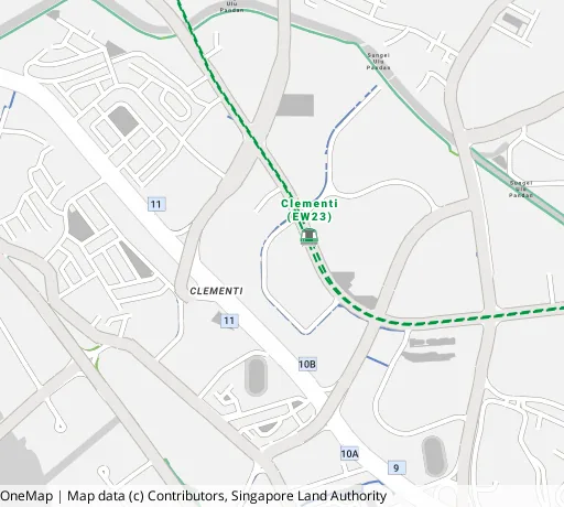 Map of the area around Blk 441B Clementi Ave 3 in Clementi, showing 400 m and 1 km rings and 4 primary schools within 1 km