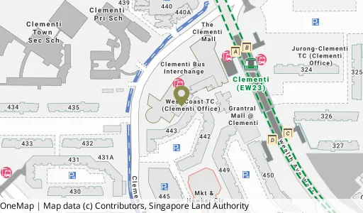 Location map of Blk 441B Clementi Ave 3, a HDB resale block in Clementi, Singapore
