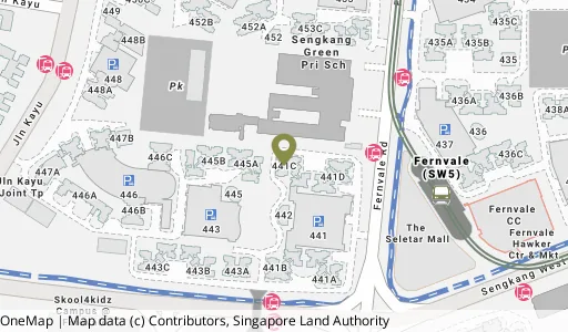 Location map of Blk 441C Fernvale Rd, a HDB resale block in Sengkang, Singapore