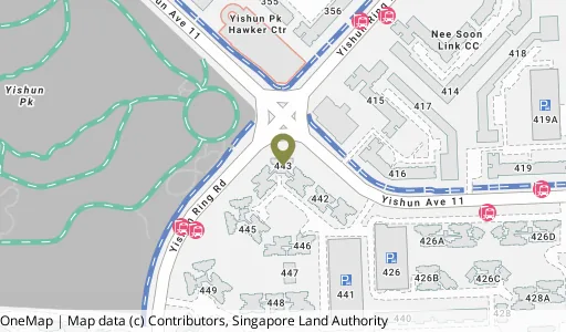 Location map of Blk 443 Yishun Ave 11, a HDB resale block in Yishun, Singapore
