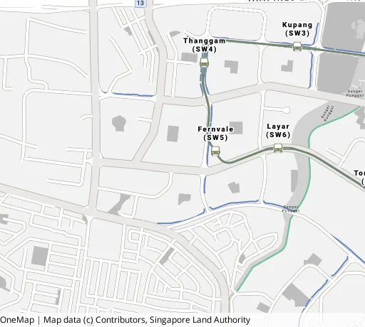 Map of the area around Blk 443A Fernvale Rd in Sengkang, showing 400 m and 1 km rings and 3 primary schools within 1 km