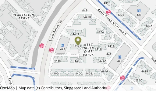 Location map of Blk 443B Bt Batok West Ave 8, a HDB resale block in Bukit Batok, Singapore