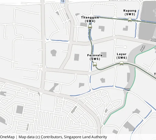 Map of the area around Blk 443B Fernvale Rd in Sengkang, showing 400 m and 1 km rings and 3 primary schools within 1 km