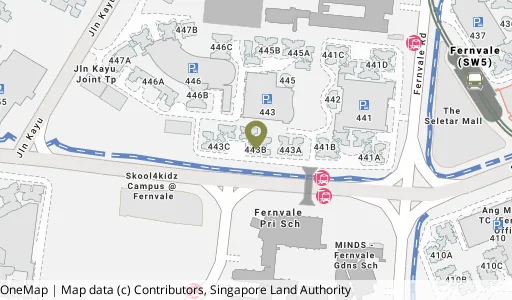 Location map of Blk 443B Fernvale Rd, a HDB resale block in Sengkang, Singapore