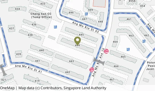 Location map of Blk 444 Ang Mo Kio Ave 10, a HDB resale block in Ang Mo Kio, Singapore